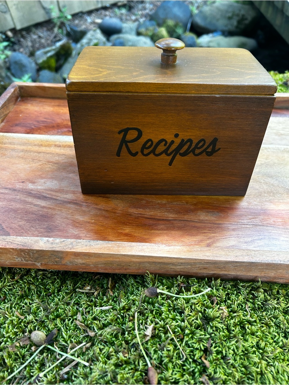 Vintage Wooden Recipes Box - Brown